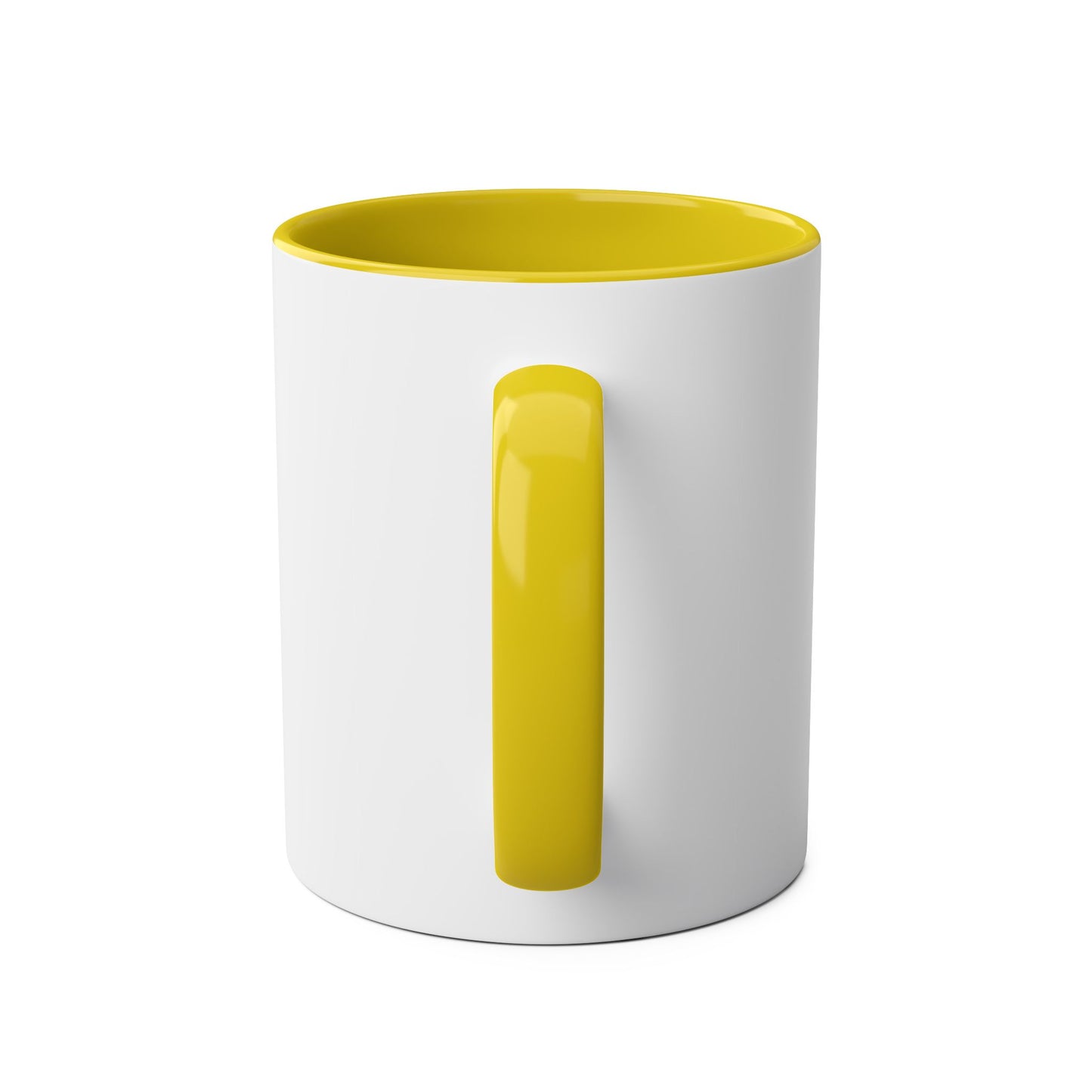 Two-Tone Coffee Mugs, 11oz Black, Yellow, Blue