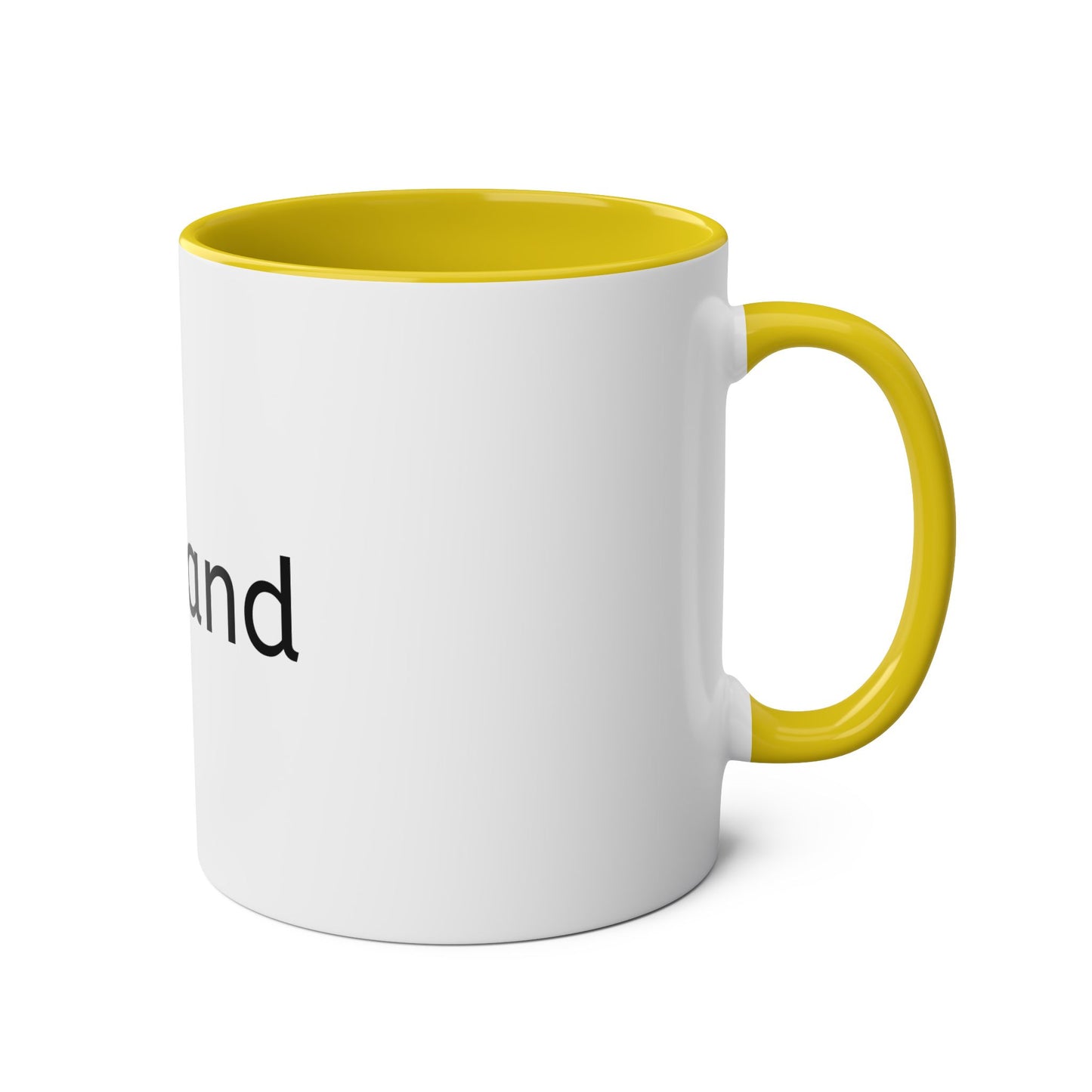 Two-Tone Coffee Mugs, 11oz Black, Yellow, Blue