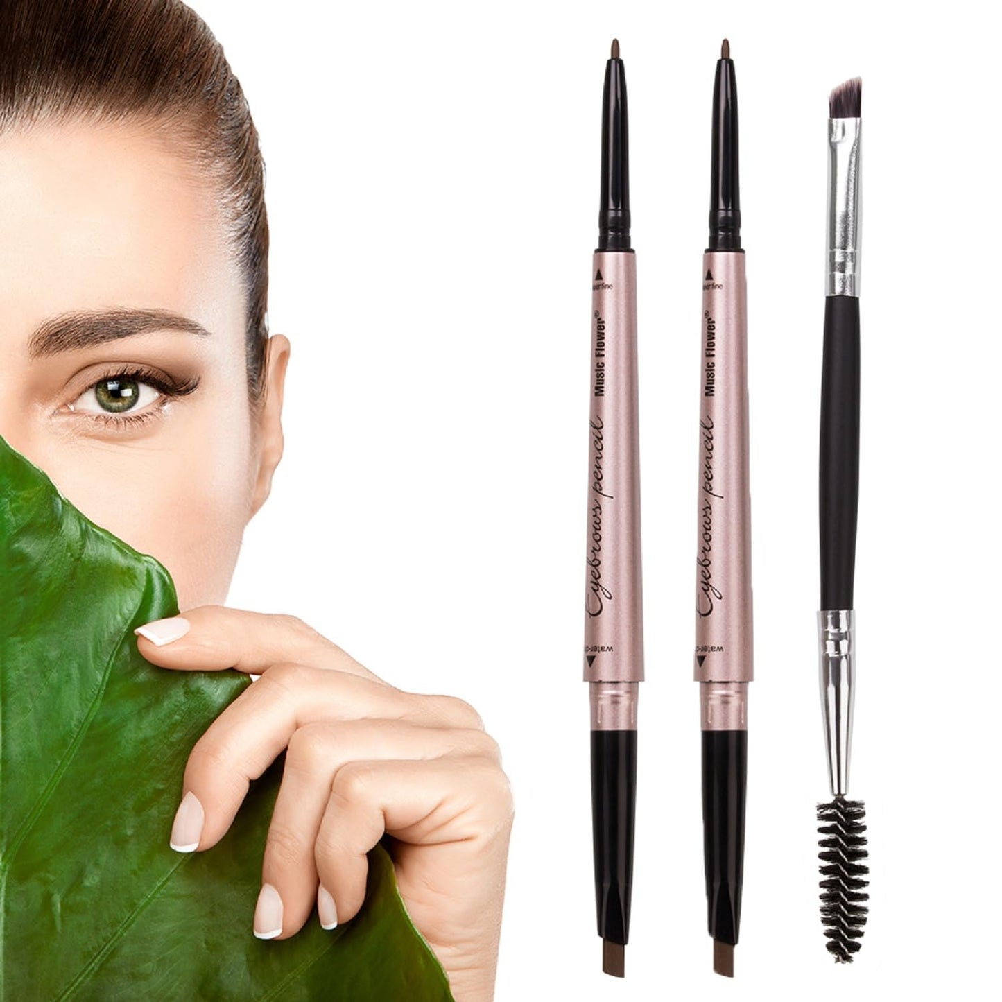 Eyebrow Pencil, Waterproof Eyebrow Makeup 2 Pack