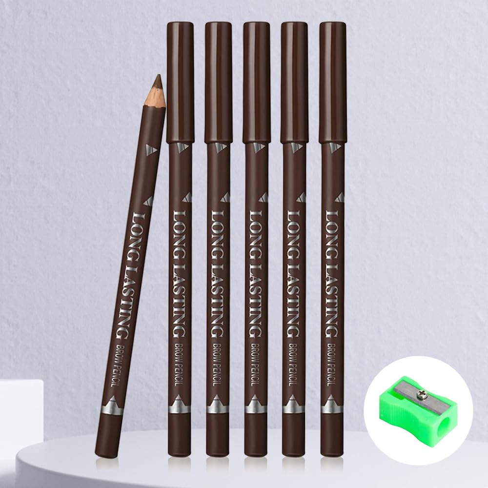 6Pcs brow pencil, wooden hard-core eyebrow pencils