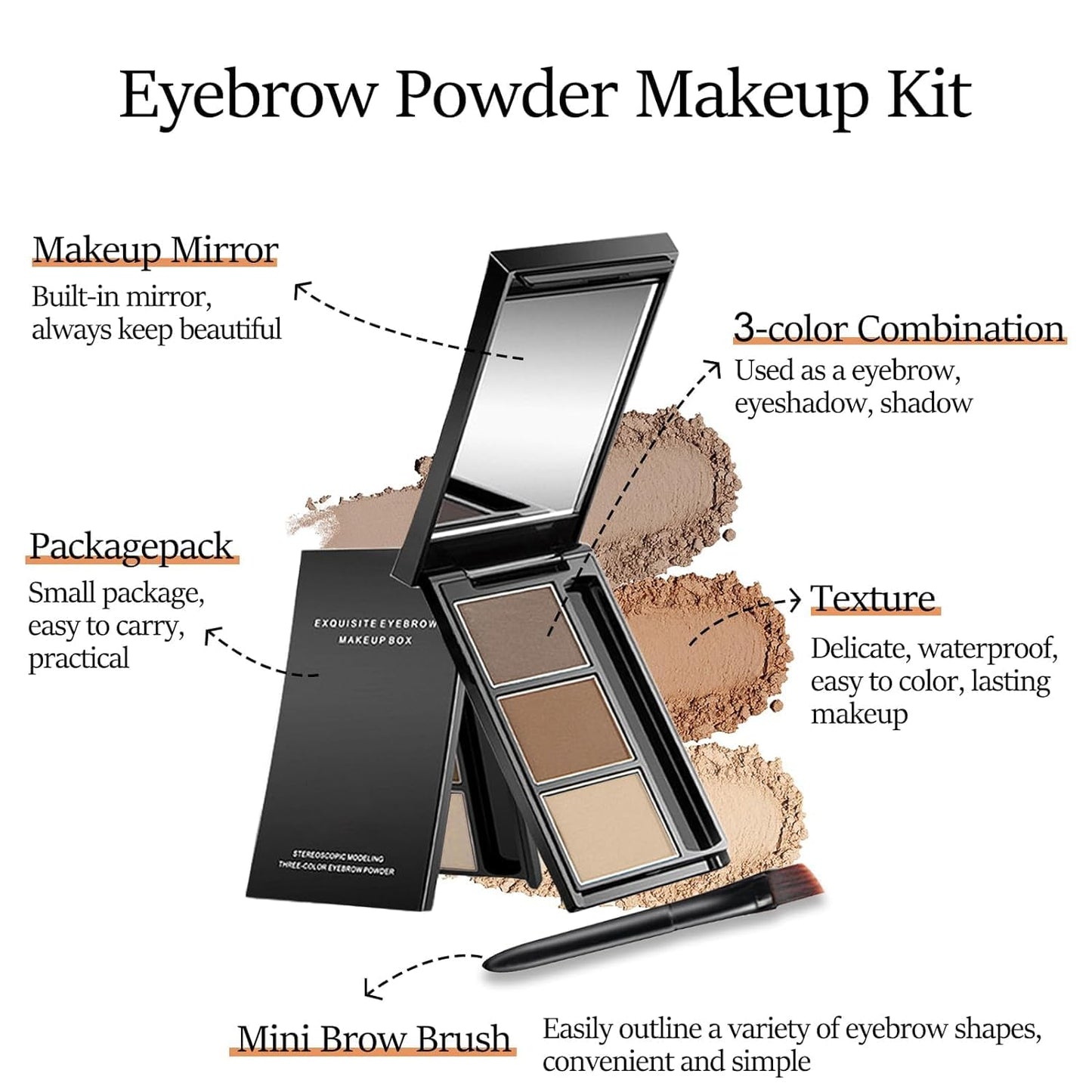 Eyebrow powder, 3-color eyebrow palette makeup to enhance eyebrows