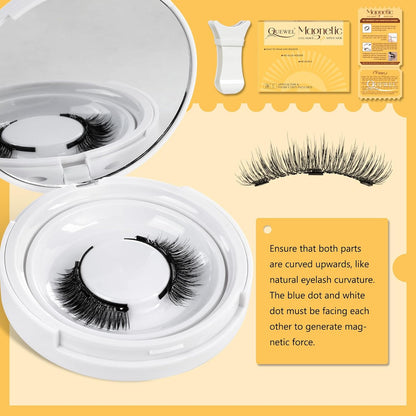 QUEWEL Magnetic Eyelashes with Applicator 1 Pair Reusable Magnetic Eyelashes