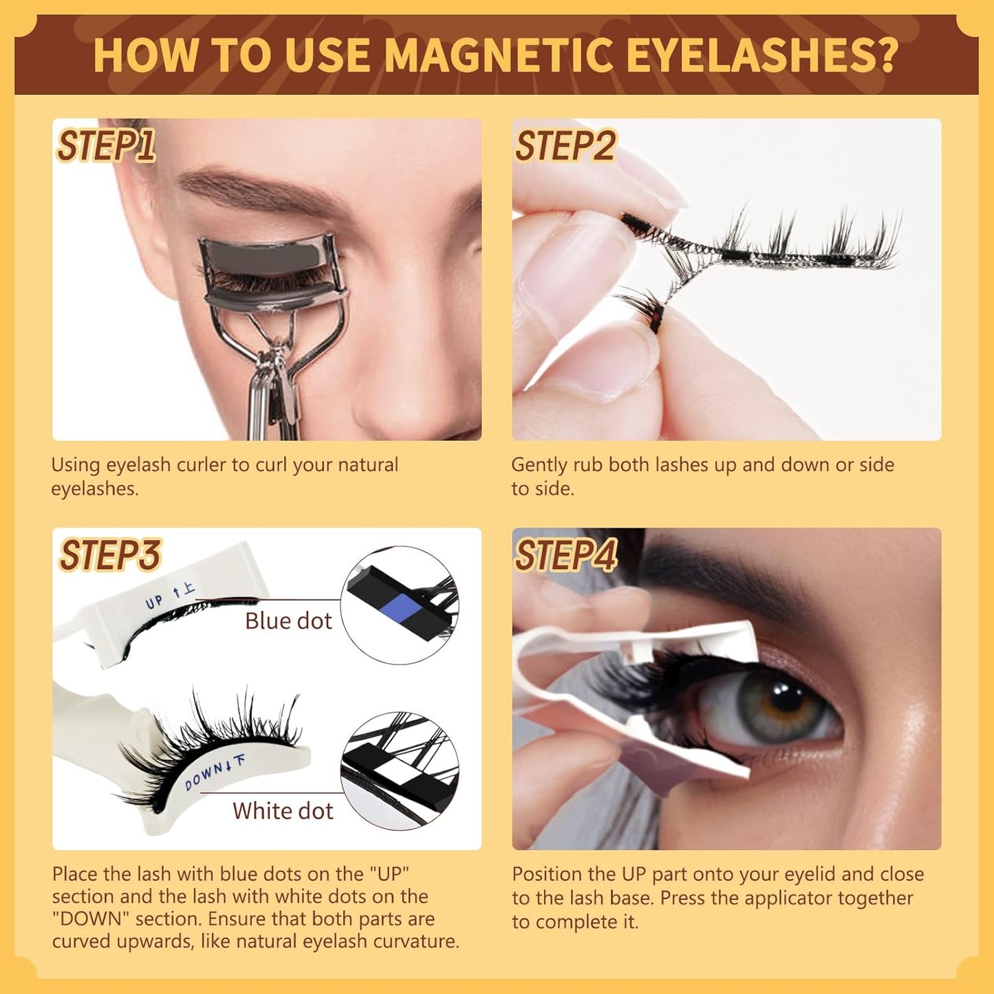 QUEWEL Magnetic Eyelashes with Applicator 1 Pair Reusable Magnetic Eyelashes