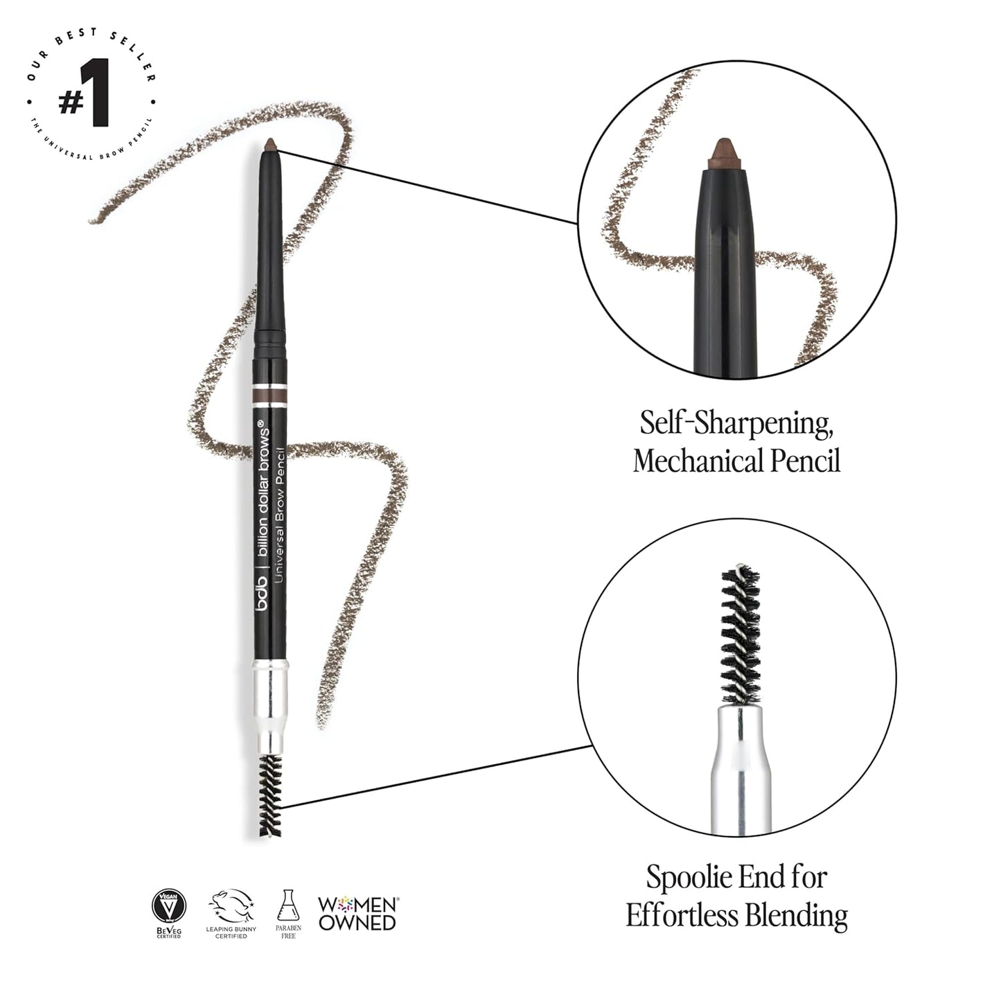 Billion Dollar Brows Universal Eyebrow Pencil, 0.009 oz.