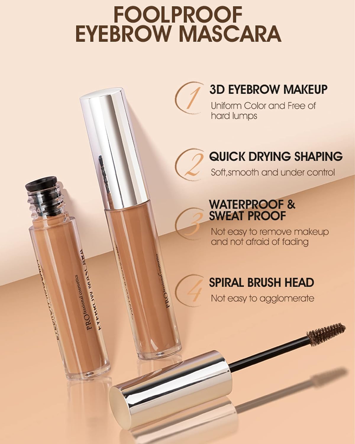 Waterproof Tinted Brow Gel-Long Lasting SmudgeProof Liquid Eyebrow Makeup