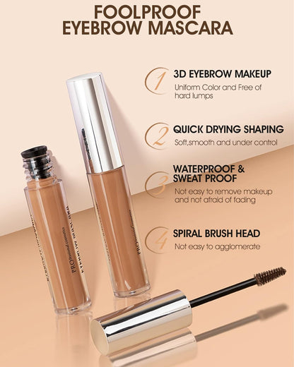 Waterproof Tinted Brow Gel-Long Lasting SmudgeProof Liquid Eyebrow Makeup