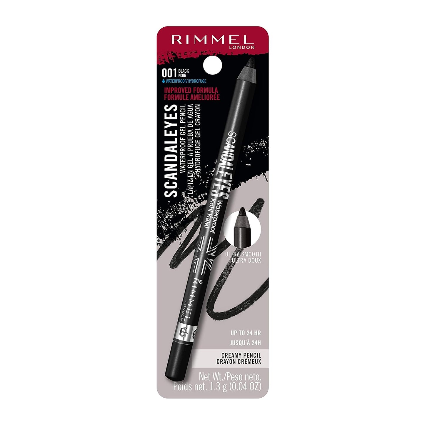 Rimmel London Scandaleyes Waterproof Gel Pencil Eyeliner, 001, Black, 0.04oz