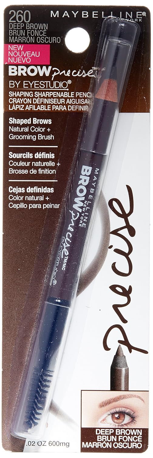 Maybelline Brow Precise Shaping Eyebrow Pencil, Deep Brown, 0.02 oz.