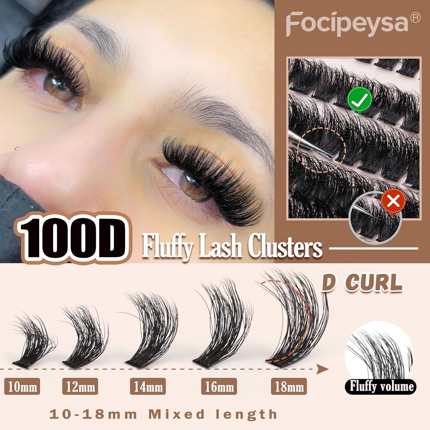 Fluffy Eyelash Extension Kit Volume Lash Clusters Kit 10-18mm