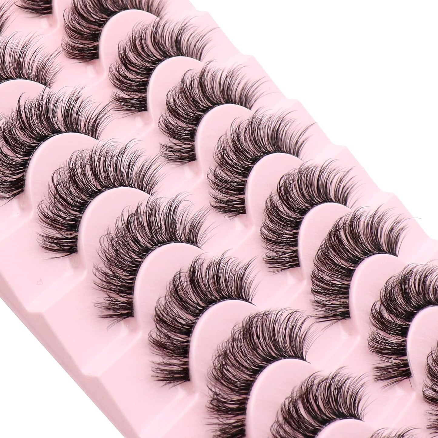 Veleasha Clear Band Lashes 10 Pairs Pack D Curl Russian Strip