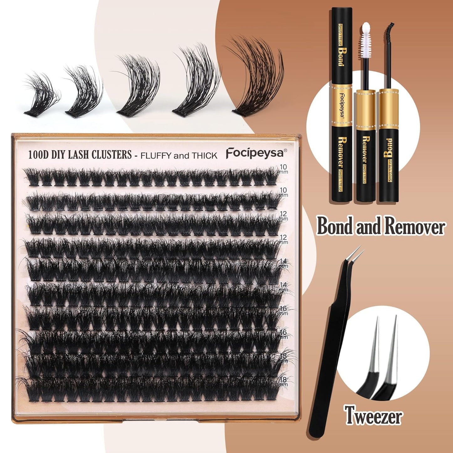 Fluffy Eyelash Extension Kit Volume Lash Clusters Kit 10-18mm