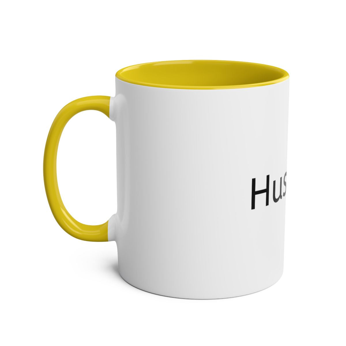 Two-Tone Coffee Mugs, 11oz Black, Yellow, Blue